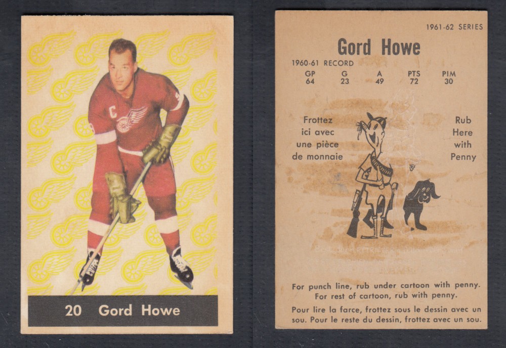 1961-62 PARKHURST HOCKEY CARD #20 G. HOWE photo 1961-62 PARKHURST HOCKEY CARD #20 G. HOWE photo