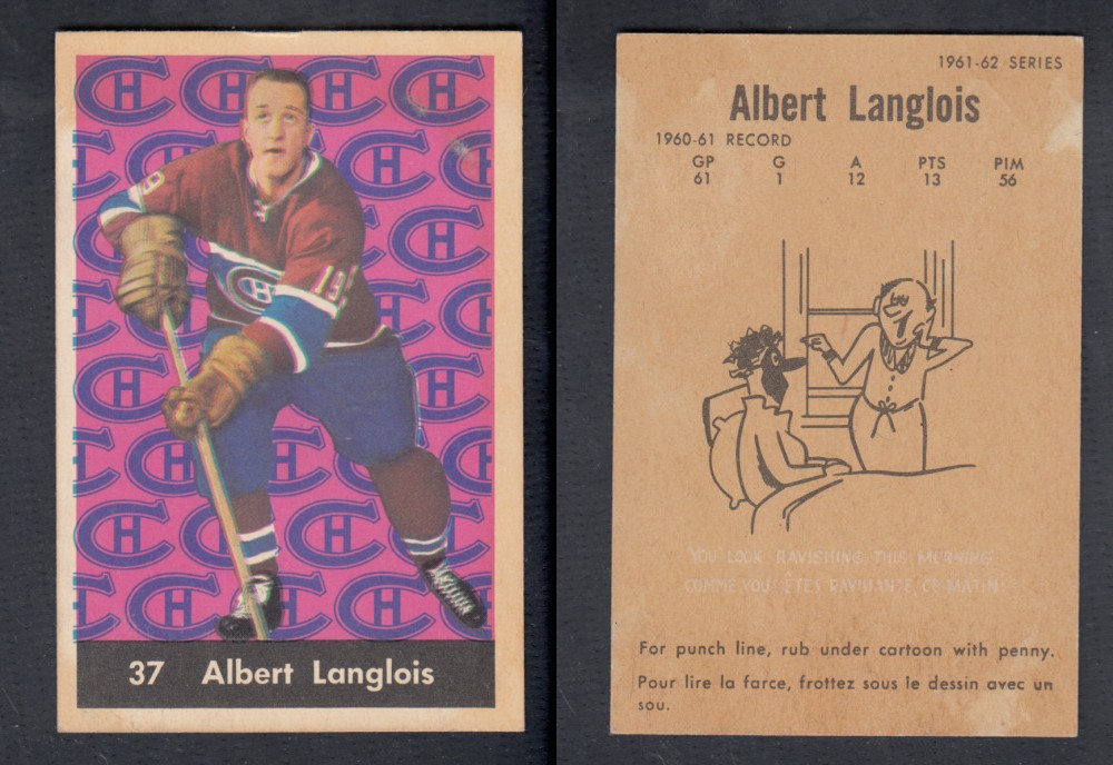 1961-62 PARKHURST HOCKEY CARD #37 A. LANGLOIS photo 1961-62 PARKHURST HOCKEY CARD #37 A. LANGLOIS photo