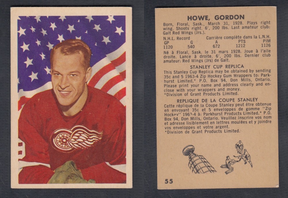 1963-64 PARKHURST HOCKEY CARD #55 G. HOWE photo 1963-64 PARKHURST HOCKEY CARD #55 G. HOWE photo