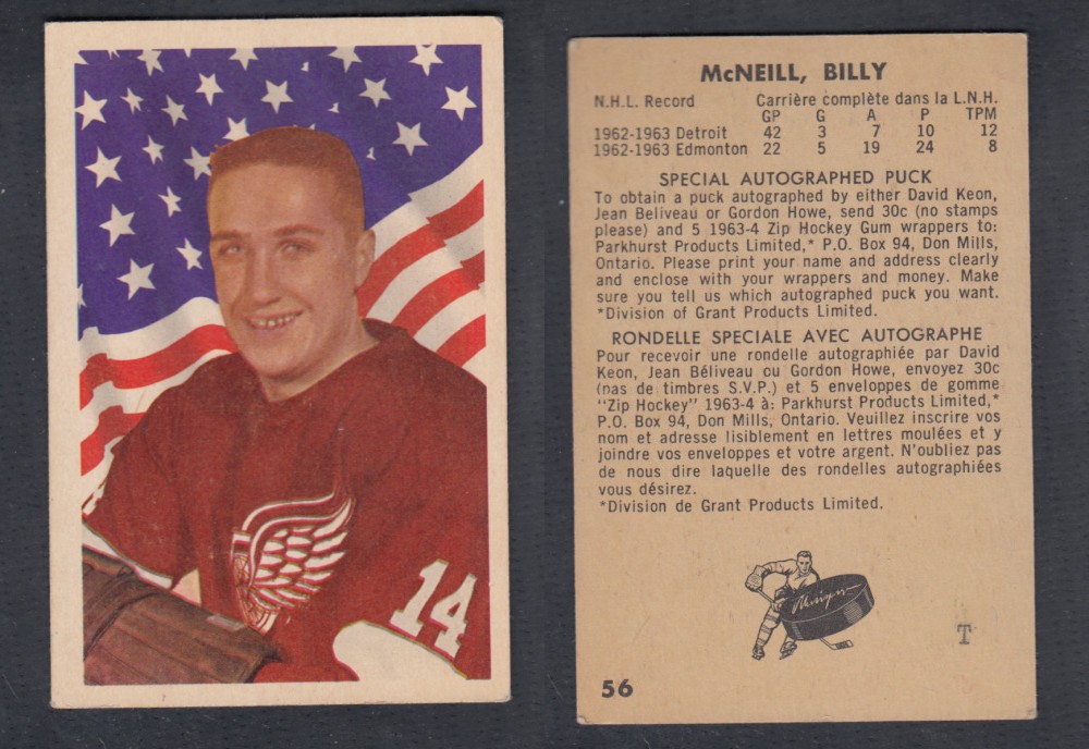 1963-64 PARKHURST HOCKEY CARD #56 B. MCNEILL photo 1963-64 PARKHURST HOCKEY CARD #56 B. MCNEILL photo