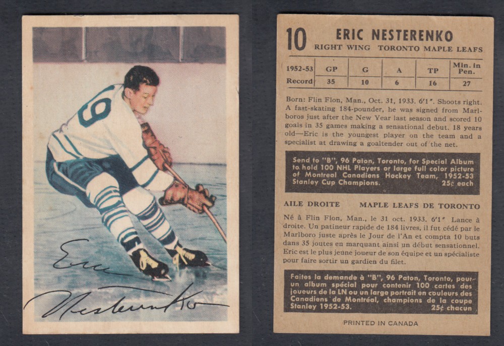1953-54 PARKHURST HOCKEY CARD #10 E. NESTERENKO photo 1953-54 PARKHURST HOCKEY CARD #10 E. NESTERENKO photo