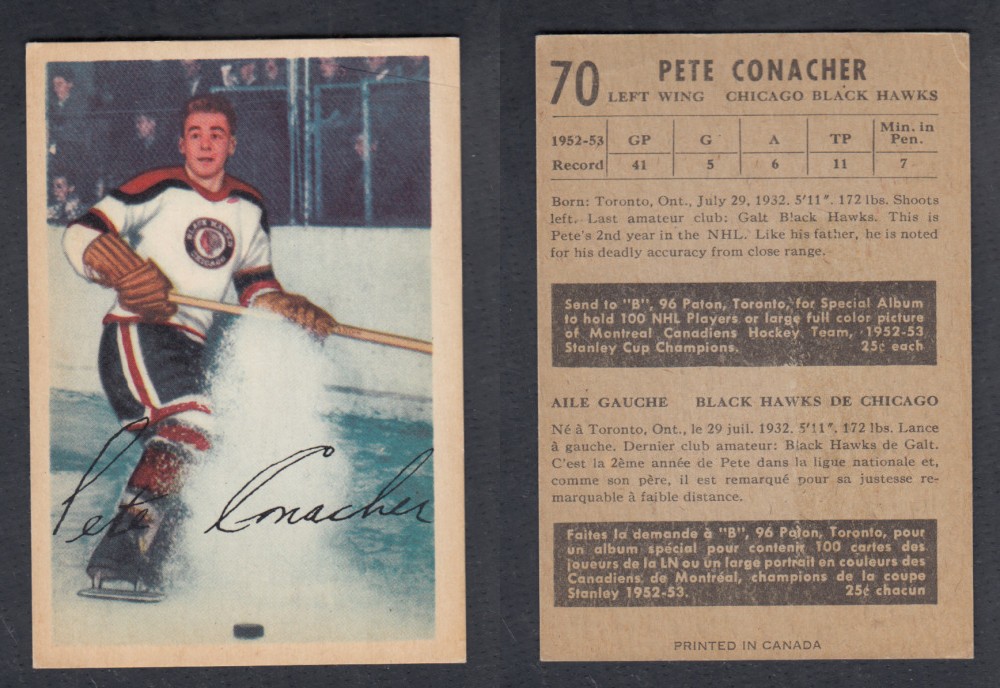 1953-54 PARKHURST HOCKEY CARD #70 P. CONACHER photo 1953-54 PARKHURST HOCKEY CARD #70 P. CONACHER photo