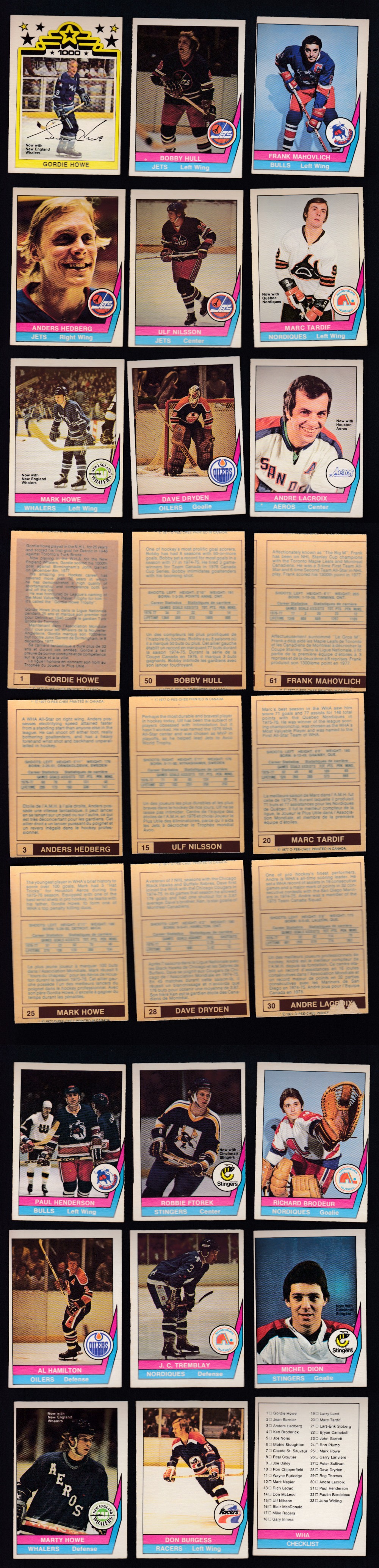 1977-78 WHA O-PEE-CHEE HOCKEY CARD FULL SET 66/66 photo 1977-78 WHA O-PEE-CHEE HOCKEY CARD FULL SET 66/66 photo