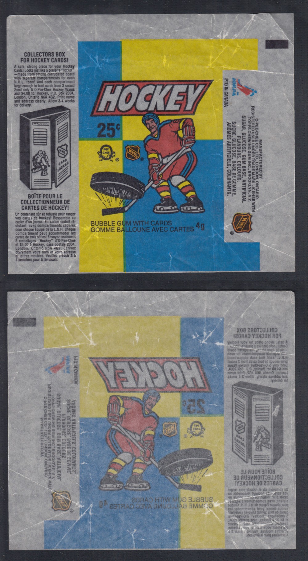 1983-84 O-PEE-CHEE HOCKEY CARD WRAPPER photo 1983-84 O-PEE-CHEE HOCKEY CARD WRAPPER photo