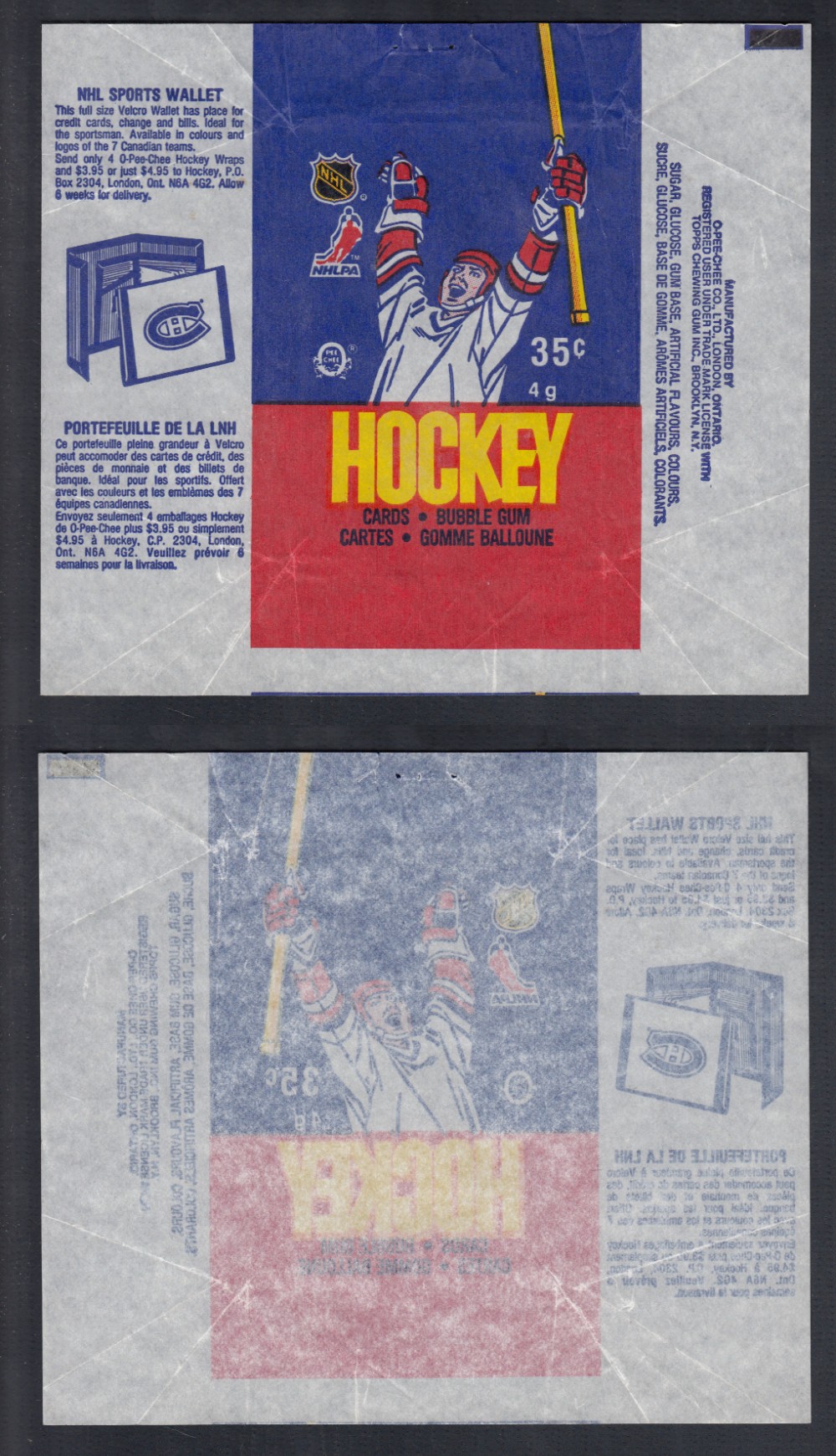 1986-87 O-PEE-CHEE HOCKEY CARD WRAPPER photo 1986-87 O-PEE-CHEE HOCKEY CARD WRAPPER photo