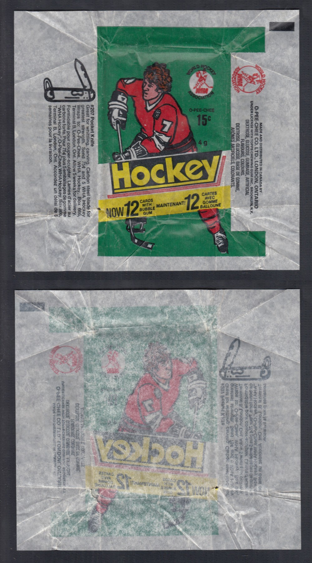 1977-78 O-PEE-CHEE HOCKEY CARD WRAPPER photo 1977-78 O-PEE-CHEE HOCKEY CARD WRAPPER photo