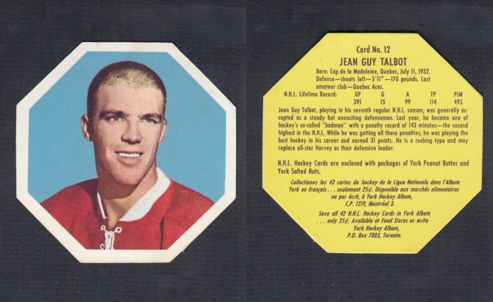 1961-62 YORK HOCKEY CARD #12 J. TALBOT photo 1961-62 YORK HOCKEY CARD #12 J. TALBOT photo