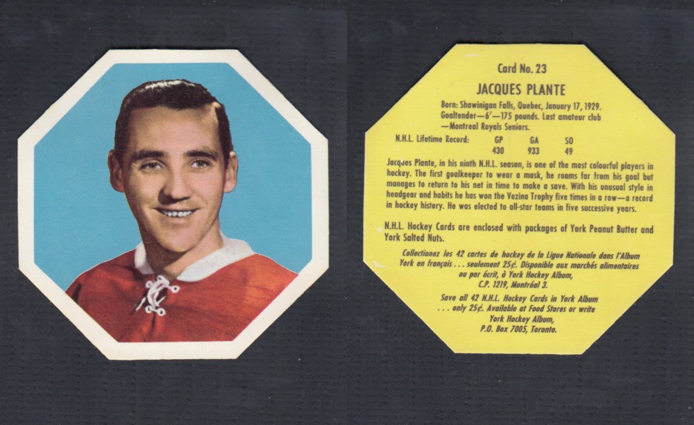 1961-62 YORK HOCKEY CARD #23 J. PLANTE photo 1961-62 YORK HOCKEY CARD #23 J. PLANTE photo