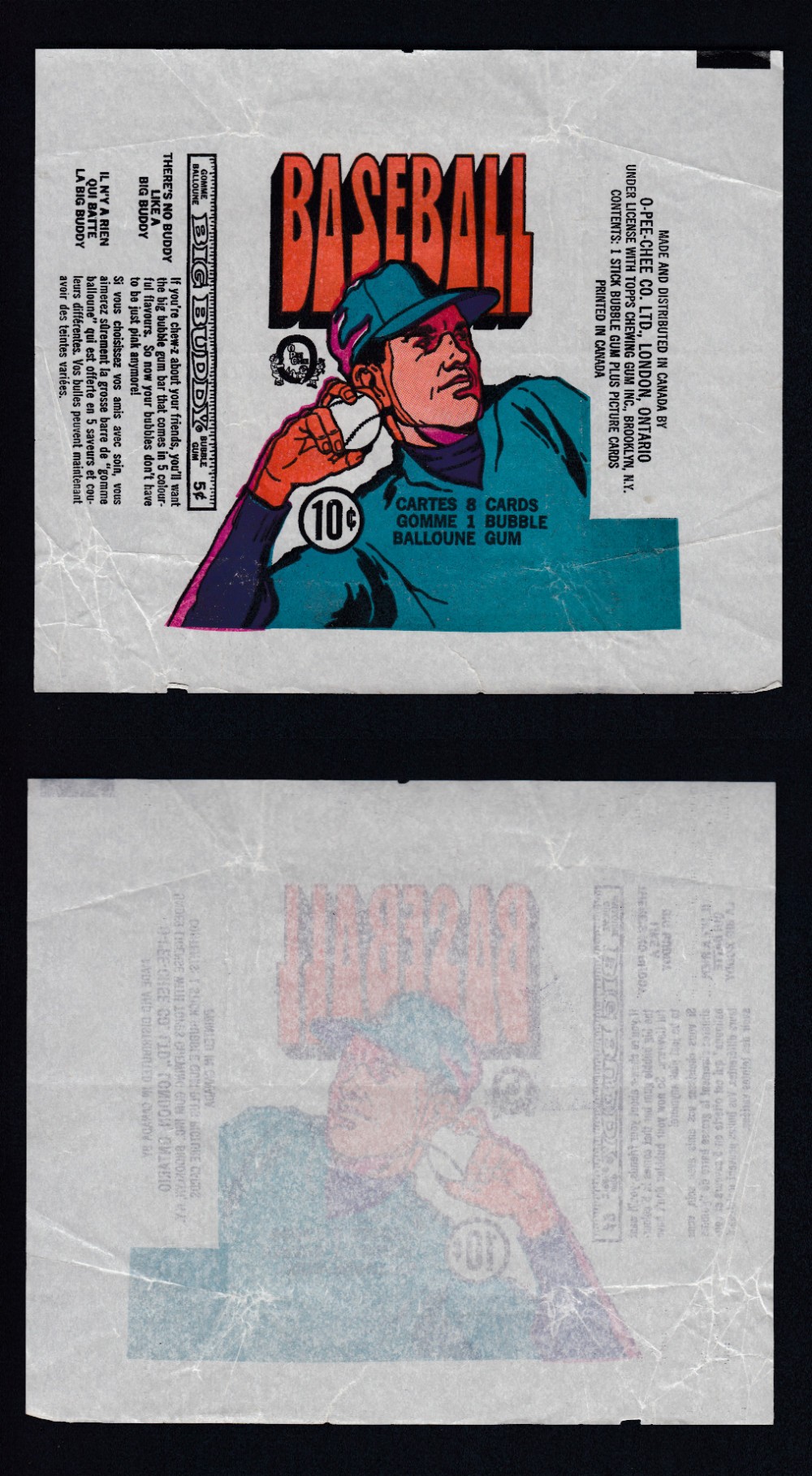 1972 O-PEE-CHEE BASEBALL CARD WRAPPER photo 1972 O-PEE-CHEE BASEBALL CARD WRAPPER photo