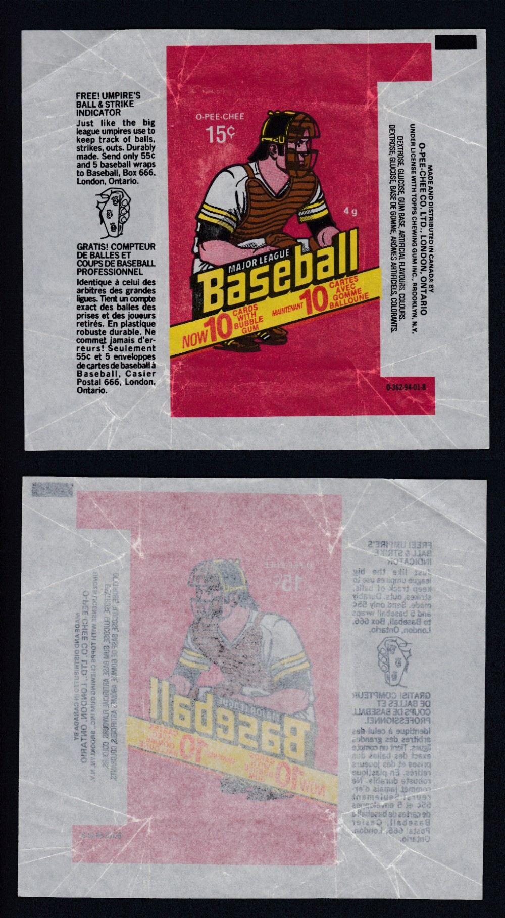 1978 O-PEE-CHEE BASEBALL CARD WRAPPER photo 1978 O-PEE-CHEE BASEBALL CARD WRAPPER photo