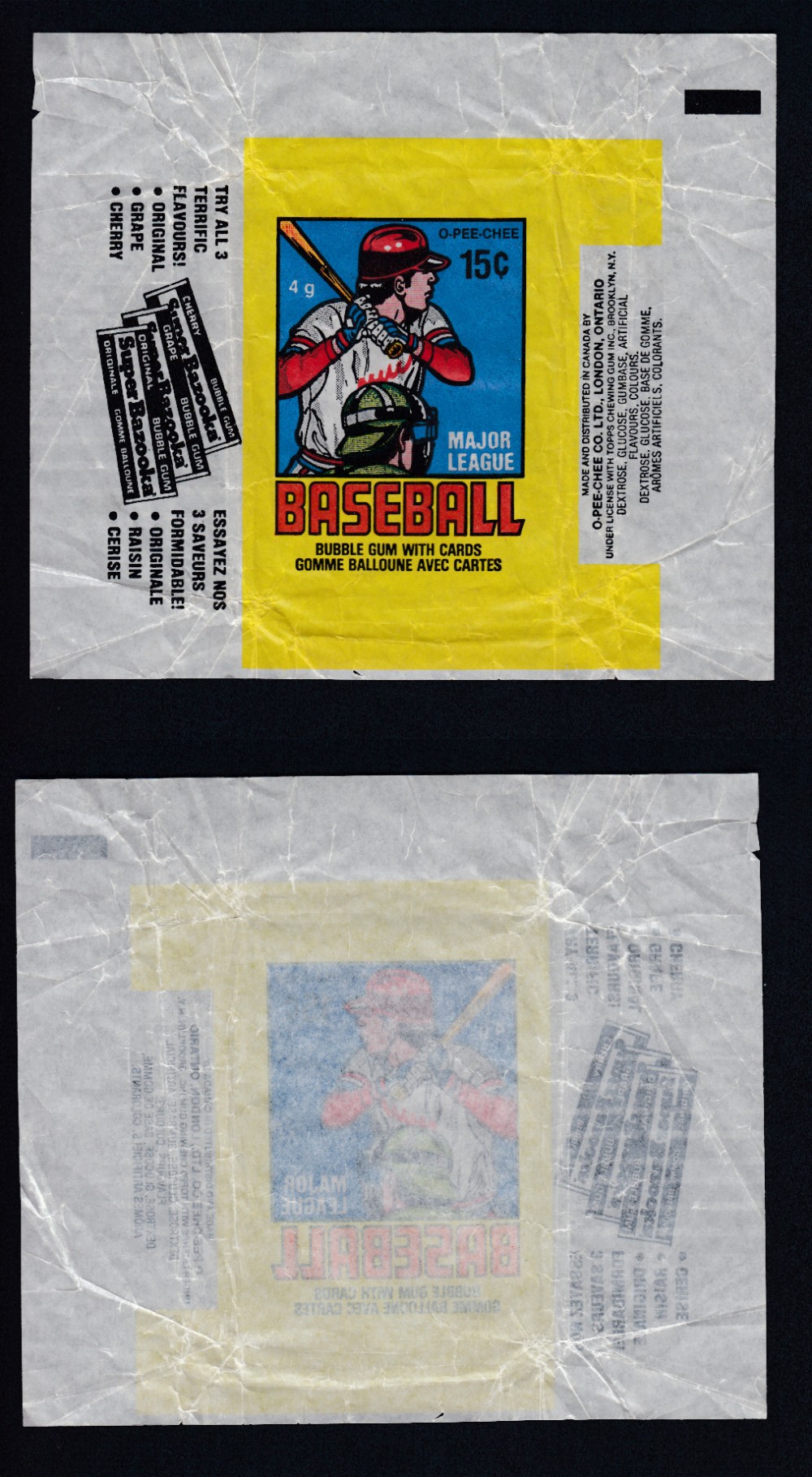 1979 O-PEE-CHEE BASEBALL CARD WRAPPER photo 1979 O-PEE-CHEE BASEBALL CARD WRAPPER photo