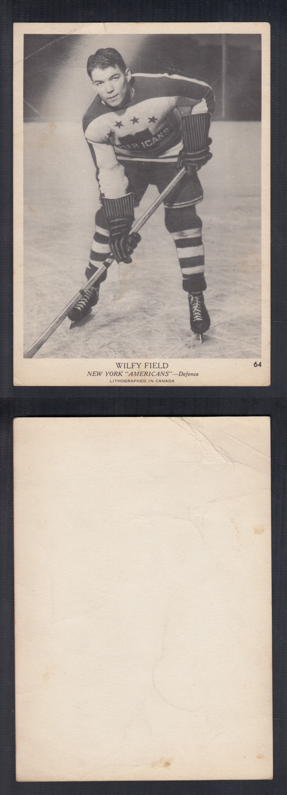 1939-40 O-PEE-CHEE HOCKEY CARD #64 W. FIELD photo 1939-40 O-PEE-CHEE HOCKEY CARD #64 W. FIELD photo