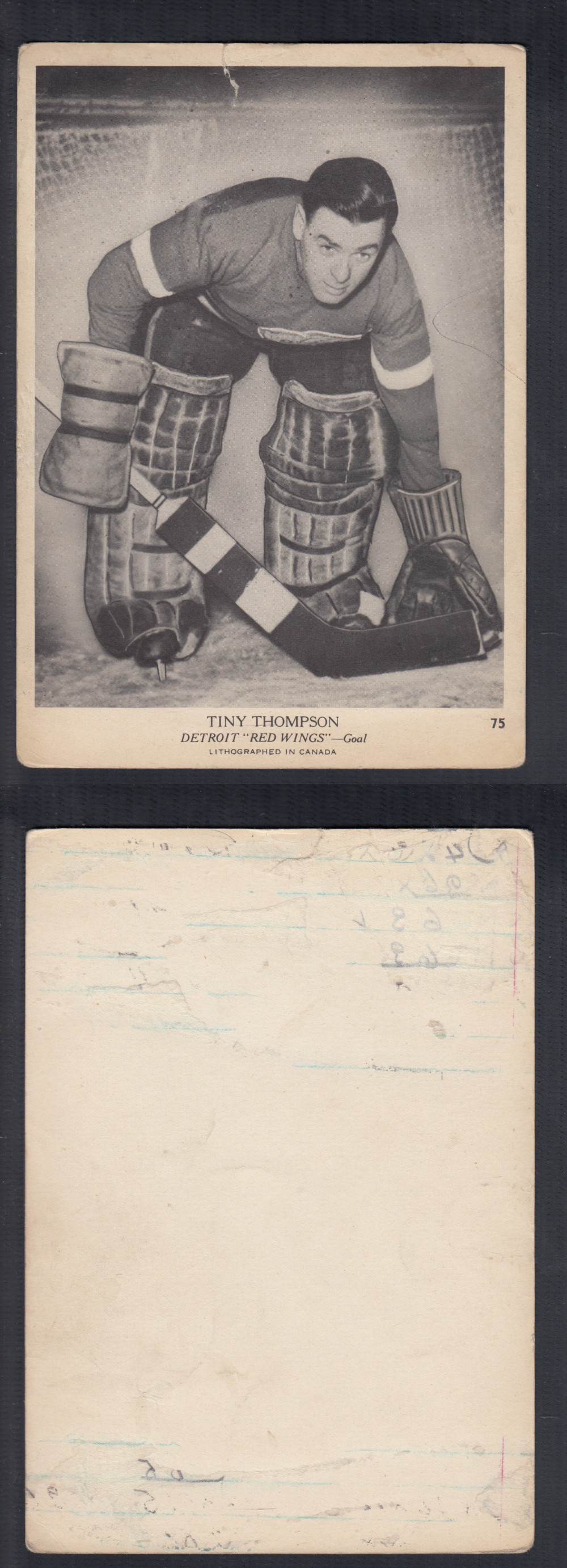1939-40 O-PEE-CHEE HOCKEY CARD #75 T. THOMPSON photo 1939-40 O-PEE-CHEE HOCKEY CARD #75 T. THOMPSON photo