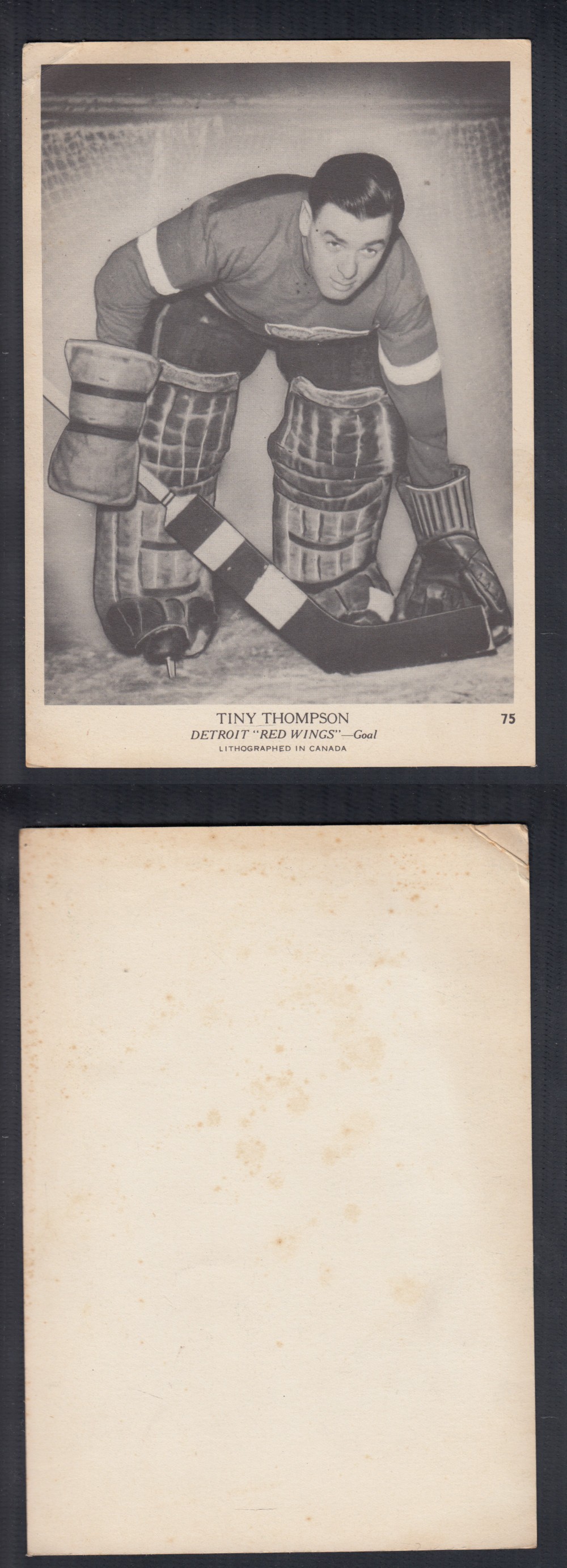 1939-40 O-PEE-CHEE HOCKEY CARD #75 T. THOMPSON photo 1939-40 O-PEE-CHEE HOCKEY CARD #75 T. THOMPSON photo