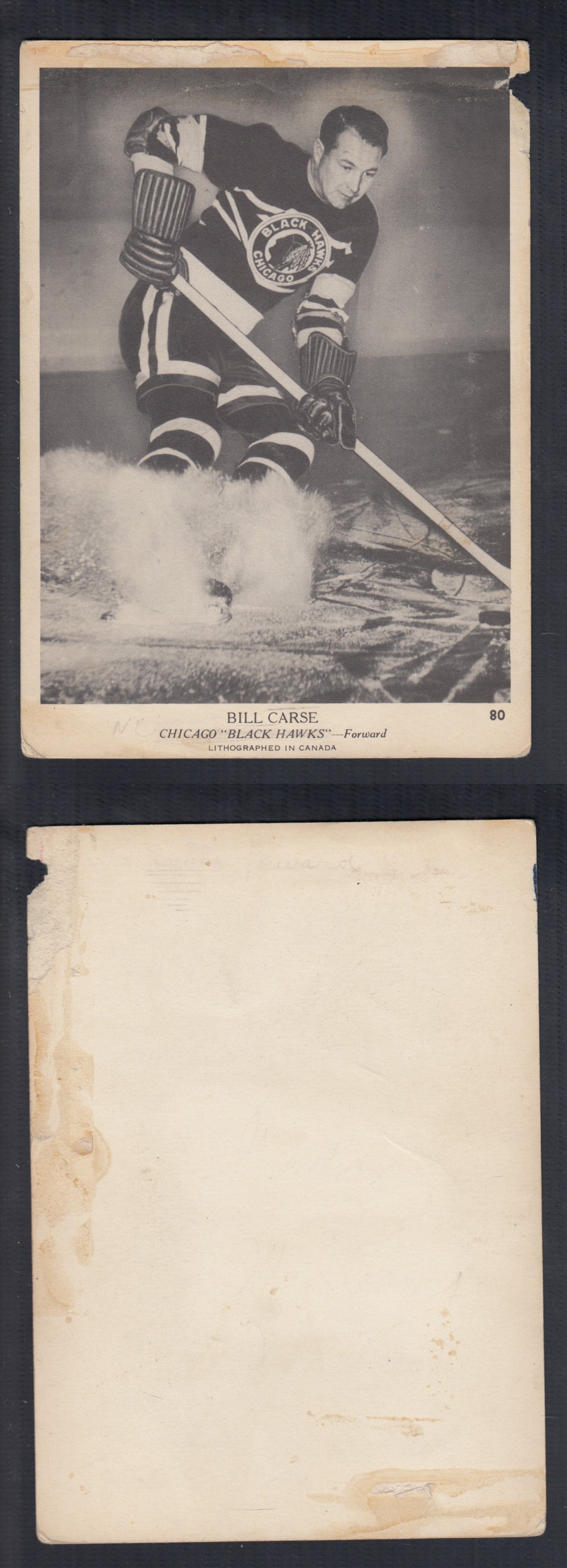 1939-40 O-PEE-CHEE HOCKEY CARD #80 B. CARSE photo 1939-40 O-PEE-CHEE HOCKEY CARD #80 B. CARSE photo