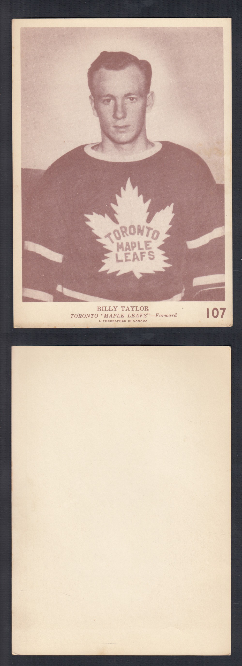 1940-41 O-PEE-CHEE HOCKEY CARD #107 B. TAYLOR photo 1940-41 O-PEE-CHEE HOCKEY CARD #107 B. TAYLOR photo