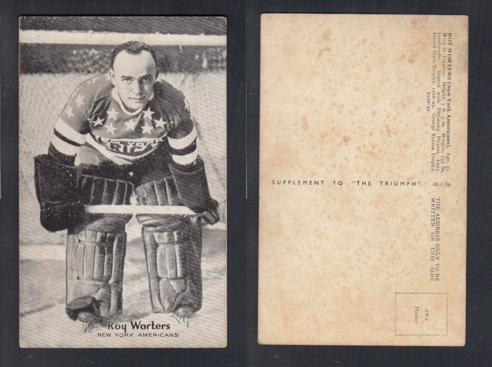 1935-36 AMALGAMATED PRESS HOCKEY CARD R. WORTERS photo 1935-36 AMALGAMATED PRESS HOCKEY CARD R. WORTERS photo