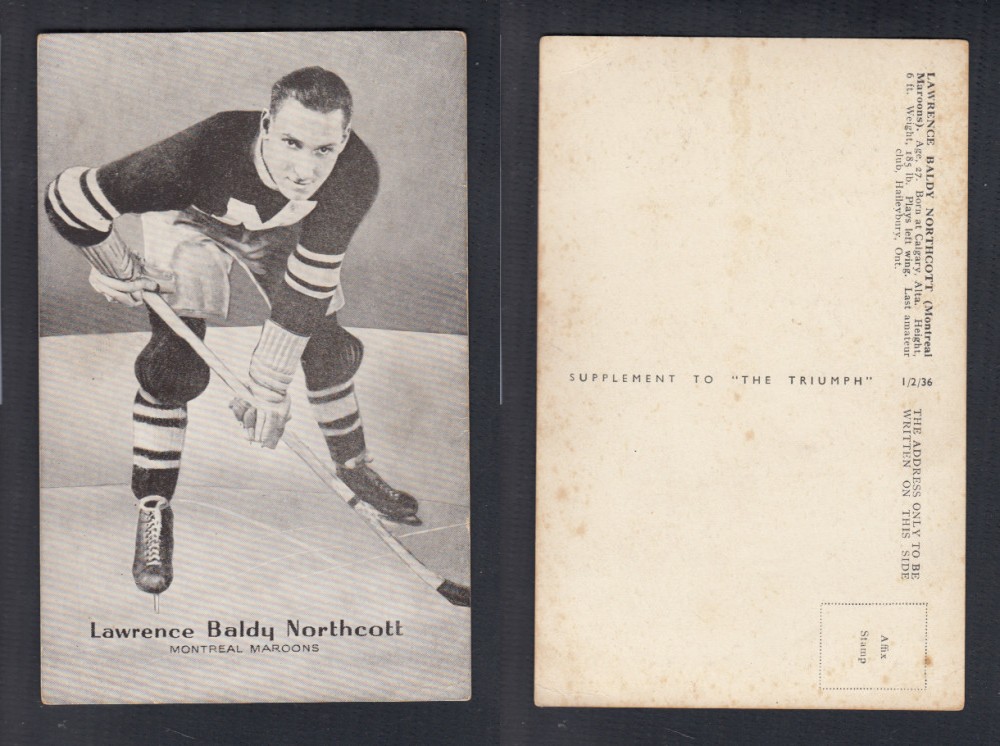 1935-36 AMALGAMATED PRESS HOCKEY CARD L. NORTHCOTT photo 1935-36 AMALGAMATED PRESS HOCKEY CARD L. NORTHCOTT photo