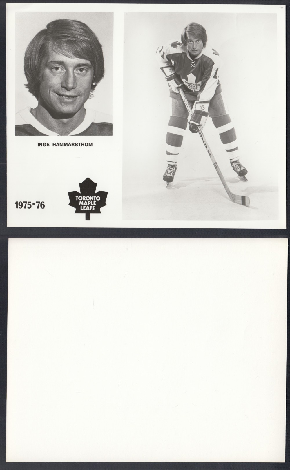 1975-76 TORONTO MAPLE LEAFS MEDIA PHOTO I. HAMMARSTROM photo 1975-76 TORONTO MAPLE LEAFS MEDIA PHOTO I. HAMMARSTROM photo