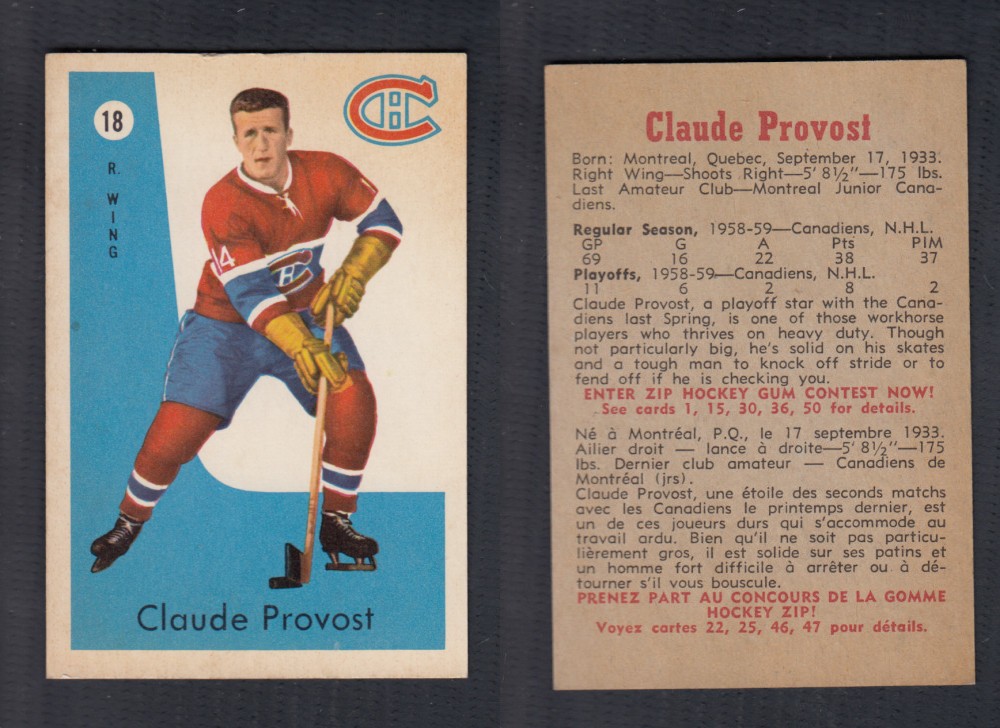 1959-60 PARKHURST HOCKEY CARD #18 C. PROVOST photo 1959-60 PARKHURST HOCKEY CARD #18 C. PROVOST photo