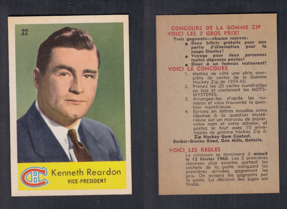 1959-60 PARKHURST HOCKEY CARD #22 K. REARDON photo 1959-60 PARKHURST HOCKEY CARD #22 K. REARDON photo