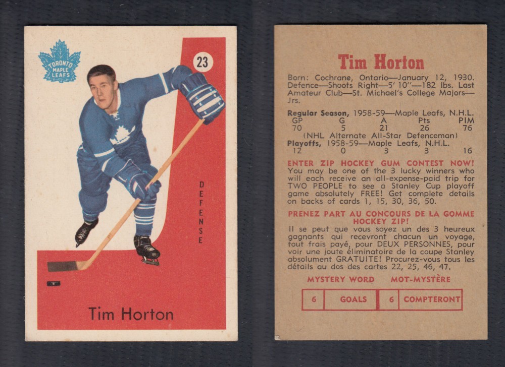 1959-60 PARKHURST HOCKEY CARD #23 T. HORTON photo 1959-60 PARKHURST HOCKEY CARD #23 T. HORTON photo