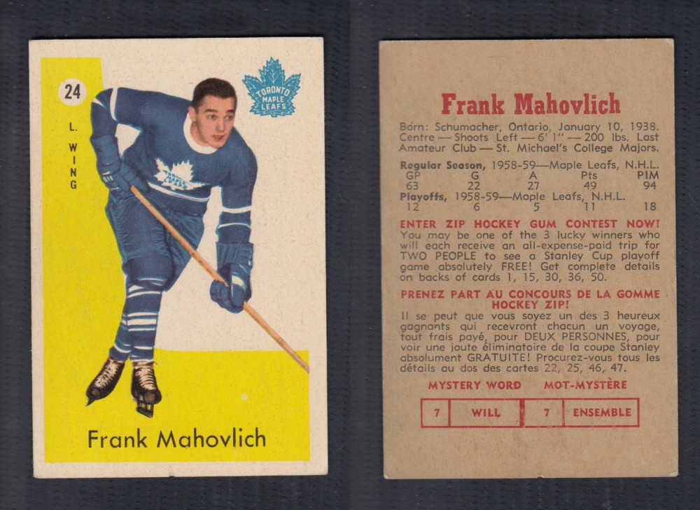 1959-60 PARKHURST HOCKEY CARD #24 F. MAHOVLICH photo 1959-60 PARKHURST HOCKEY CARD #24 F. MAHOVLICH photo