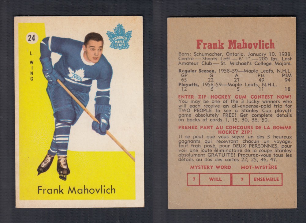 1959-60 PARKHURST HOCKEY CARD #24 F. MAHOVLICH photo 1959-60 PARKHURST HOCKEY CARD #24 F. MAHOVLICH photo