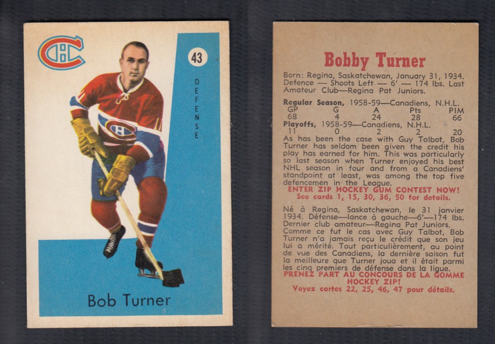 1959-60 PARKHURST HOCKEY CARD #43 B. TURNER photo 1959-60 PARKHURST HOCKEY CARD #43 B. TURNER photo