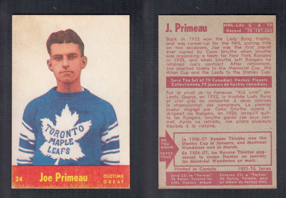 1955-56 PARKHURST HOCKEY CARD #24 J. PRIMEAU photo 1955-56 PARKHURST HOCKEY CARD #24 J. PRIMEAU photo