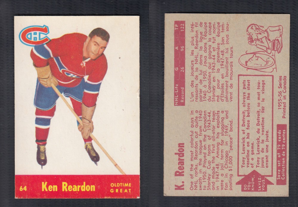 1955-56 PARKHURST HOCKEY CARD #64 K. REARDON photo 1955-56 PARKHURST HOCKEY CARD #64 K. REARDON photo