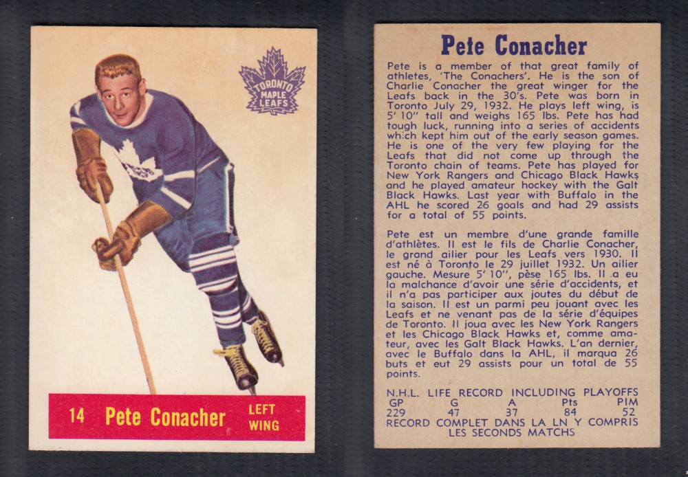 1957-58 PARKHURST HOCKEY CARD #14 P. CONACHER photo 1957-58 PARKHURST HOCKEY CARD #14 P. CONACHER photo