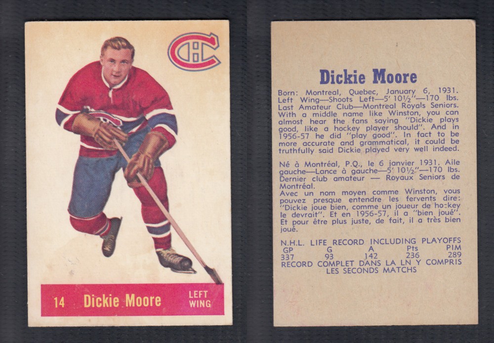 1957-58 PARKHURST HOCKEY CARD #14 D. MOORE photo 1957-58 PARKHURST HOCKEY CARD #14 D. MOORE photo