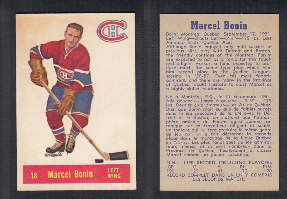 1957-58 PARKHURST HOCKEY CARD #18 M. BONIN photo 1957-58 PARKHURST HOCKEY CARD #18 M. BONIN photo