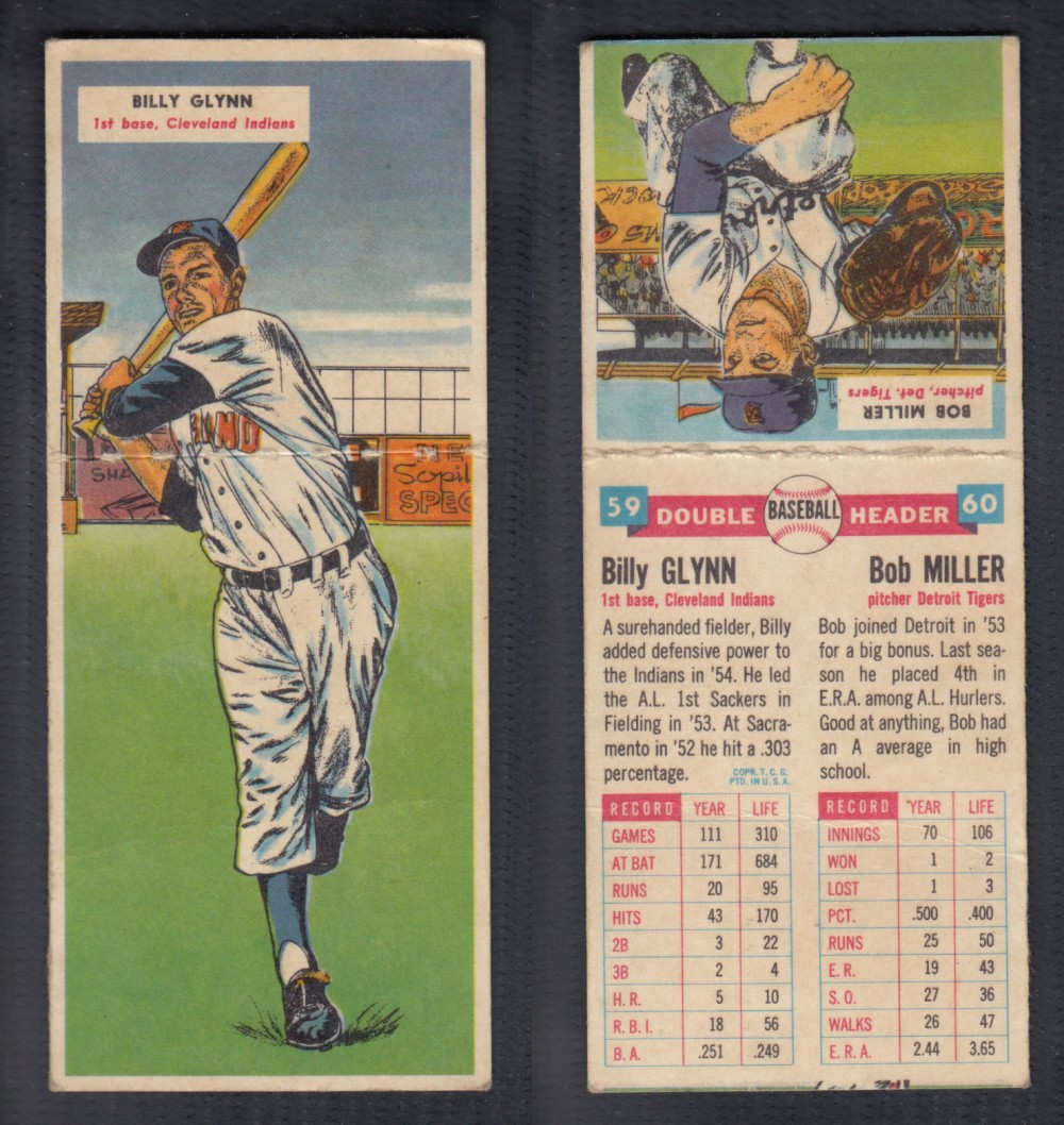 1955 TOPPS DOUBLEHEADERS BASEBALL CARD #59-60 GLYNN/MILLER photo 1955 TOPPS DOUBLEHEADERS BASEBALL CARD #59-60 GLYNN/MILLER photo
