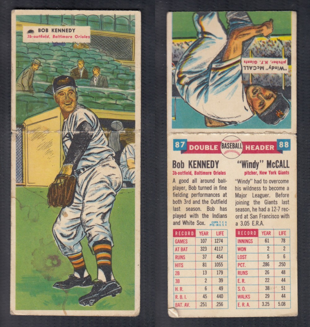 1955 TOPPS DOUBLEHEADERS BASEBALL CARD #87-88 KENNEDY/MCCALL photo 1955 TOPPS DOUBLEHEADERS BASEBALL CARD #87-88 KENNEDY/MCCALL photo