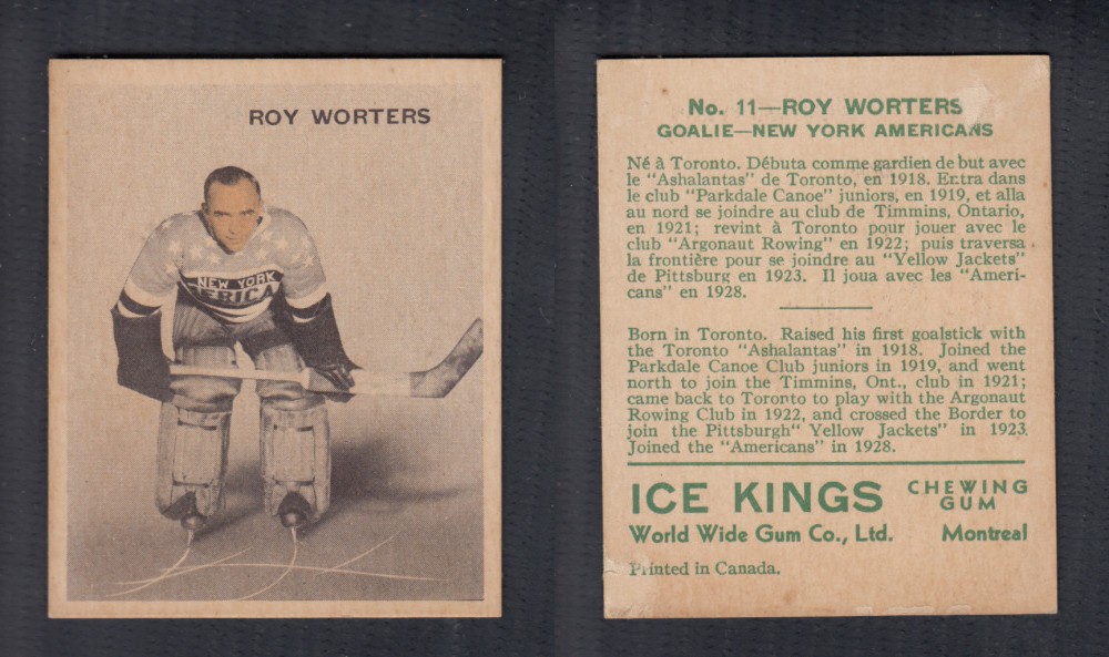 1933-34 ICE KINGS HOCKEY CARD #11 R. WORTERS photo 1933-34 ICE KINGS HOCKEY CARD #11 R. WORTERS photo