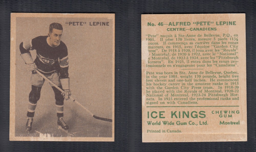1933-34 ICE KINGS HOCKEY CARD #46 A. LEPINE photo 1933-34 ICE KINGS HOCKEY CARD #46 A. LEPINE photo