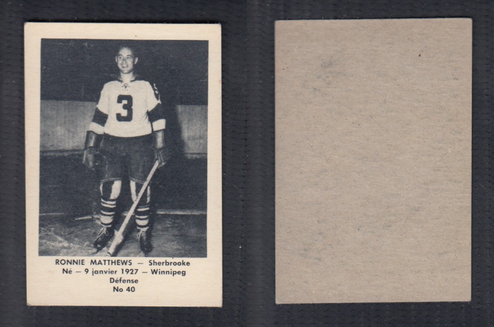 1952-53 LAVAL DAIRY UPDATE HOCKEY CARD #40 R. MATTHEWS photo 1952-53 LAVAL DAIRY UPDATE HOCKEY CARD #40 R. MATTHEWS photo