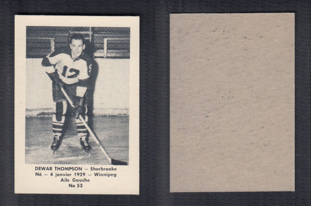 1952-53 LAVAL DAIRY UPDATE HOCKEY CARD #53 D. THOMPSON photo 1952-53 LAVAL DAIRY UPDATE HOCKEY CARD #53 D. THOMPSON photo