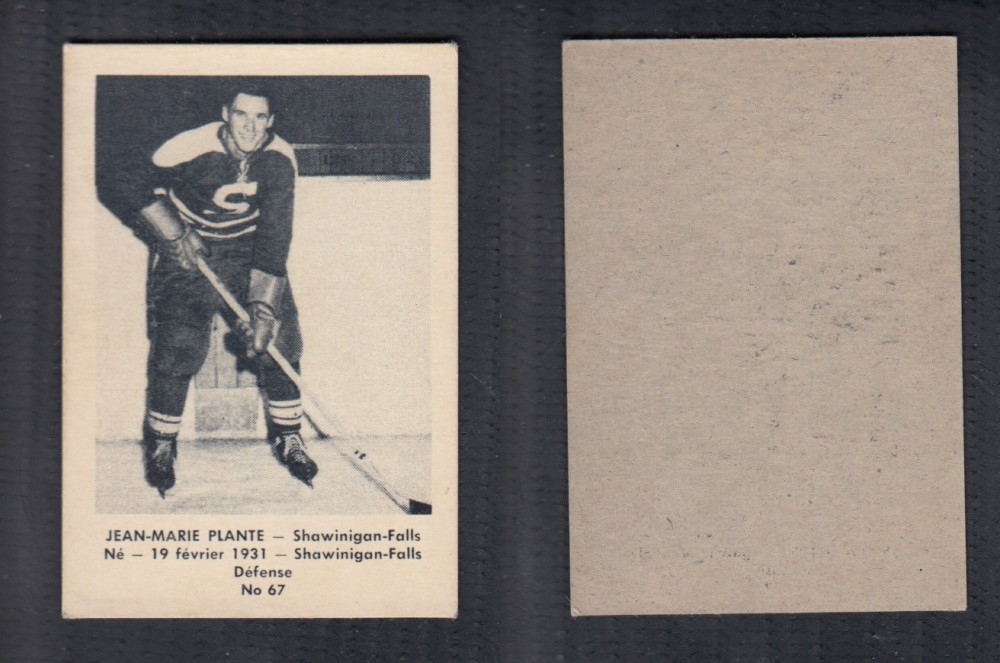 1952-53 LAVAL DAIRY UPDATE HOCKEY CARD #67 J. PLANTE photo 1952-53 LAVAL DAIRY UPDATE HOCKEY CARD #67 J. PLANTE photo
