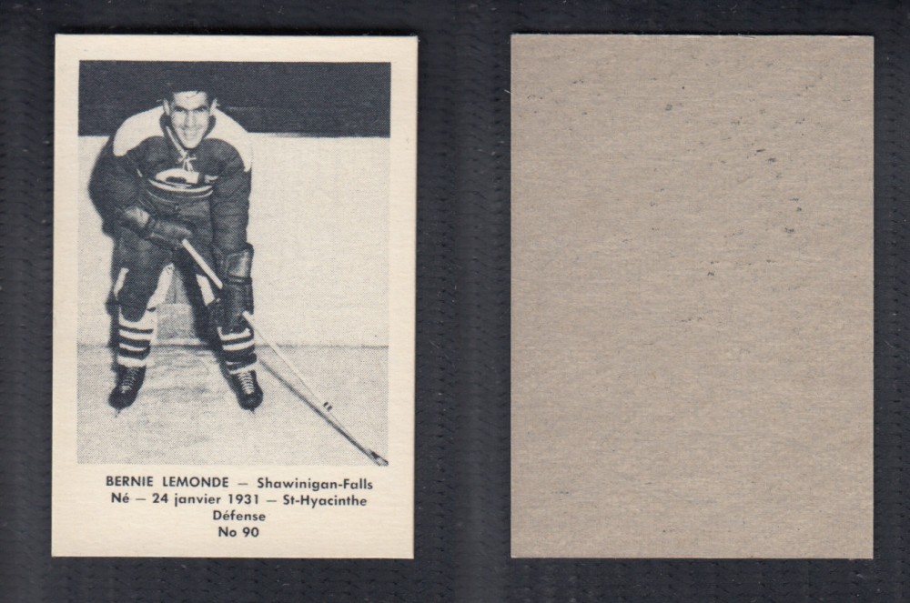 1952-53 LAVAL DAIRY UPDATE HOCKEY CARD #90 B. LEMONDE photo 1952-53 LAVAL DAIRY UPDATE HOCKEY CARD #90 B. LEMONDE photo