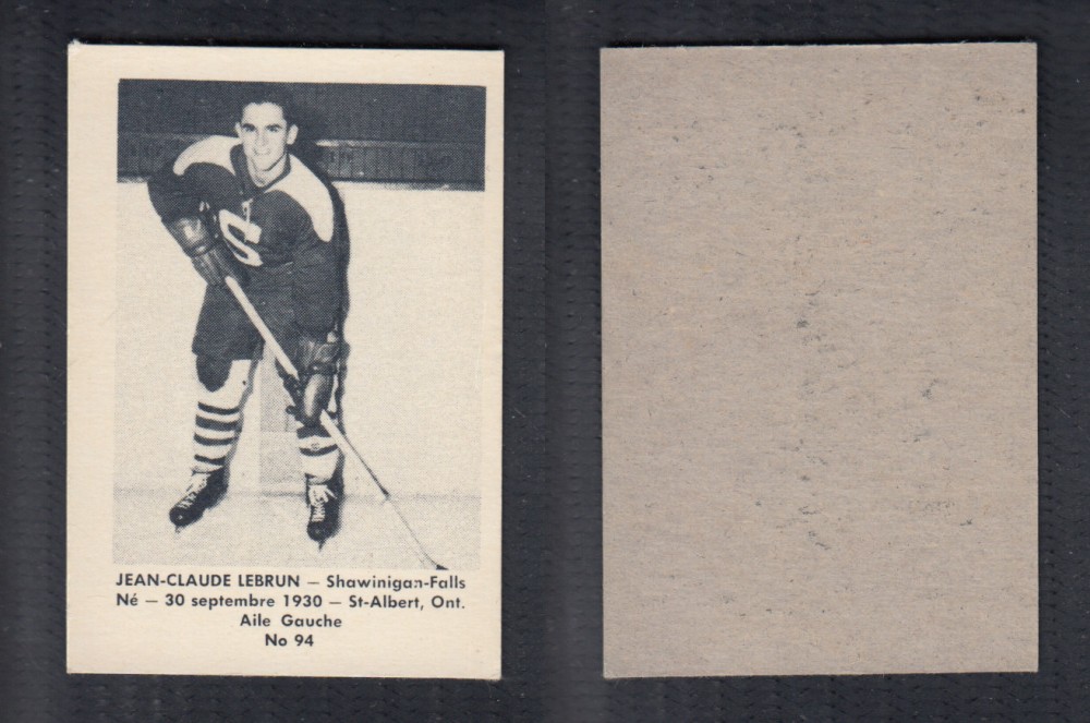 1952-53 LAVAL DAIRY UPDATE HOCKEY CARD #94 J. LEBRUN photo 1952-53 LAVAL DAIRY UPDATE HOCKEY CARD #94 J. LEBRUN photo
