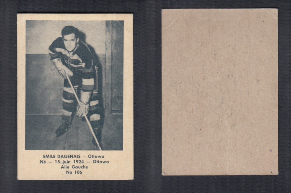 1952-53 LAVAL DAIRY UPDATE HOCKEY CARD #106 E. DAGENAIS photo 1952-53 LAVAL DAIRY UPDATE HOCKEY CARD #106 E. DAGENAIS photo