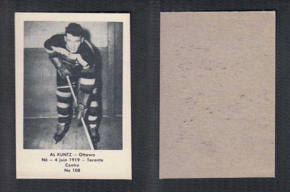1952-53 LAVAL DAIRY UPDATE HOCKEY CARD #108 A. KUNTZ photo 1952-53 LAVAL DAIRY UPDATE HOCKEY CARD #108 A. KUNTZ photo
