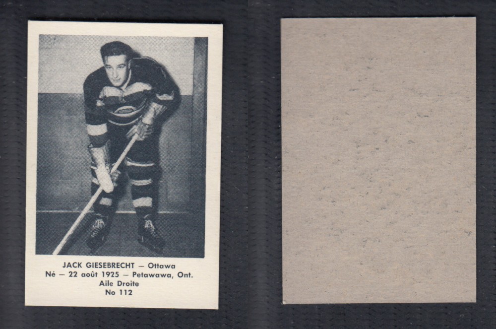 1952-53 LAVAL DAIRY UPDATE HOCKEY CARD #112 J. GIESEBRECHT photo 1952-53 LAVAL DAIRY UPDATE HOCKEY CARD #112 J. GIESEBRECHT photo