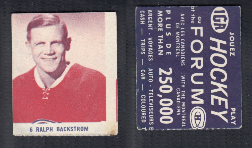 1967-68 IGA MONTREAL CANADIENS HOCKEY CARD #6 R. BACKSTROM photo 1967-68 IGA MONTREAL CANADIENS HOCKEY CARD #6 R. BACKSTROM photo