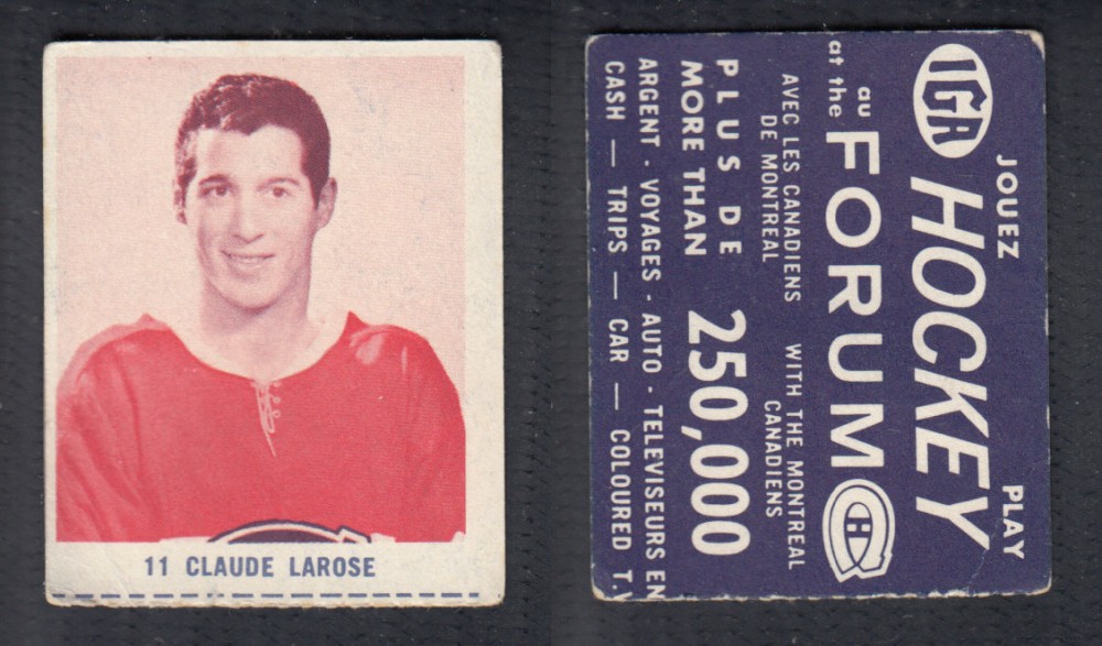 1967-68 IGA MONTREAL CANADIENS HOCKEY CARD #11 C. LAROSE photo 1967-68 IGA MONTREAL CANADIENS HOCKEY CARD #11 C. LAROSE photo