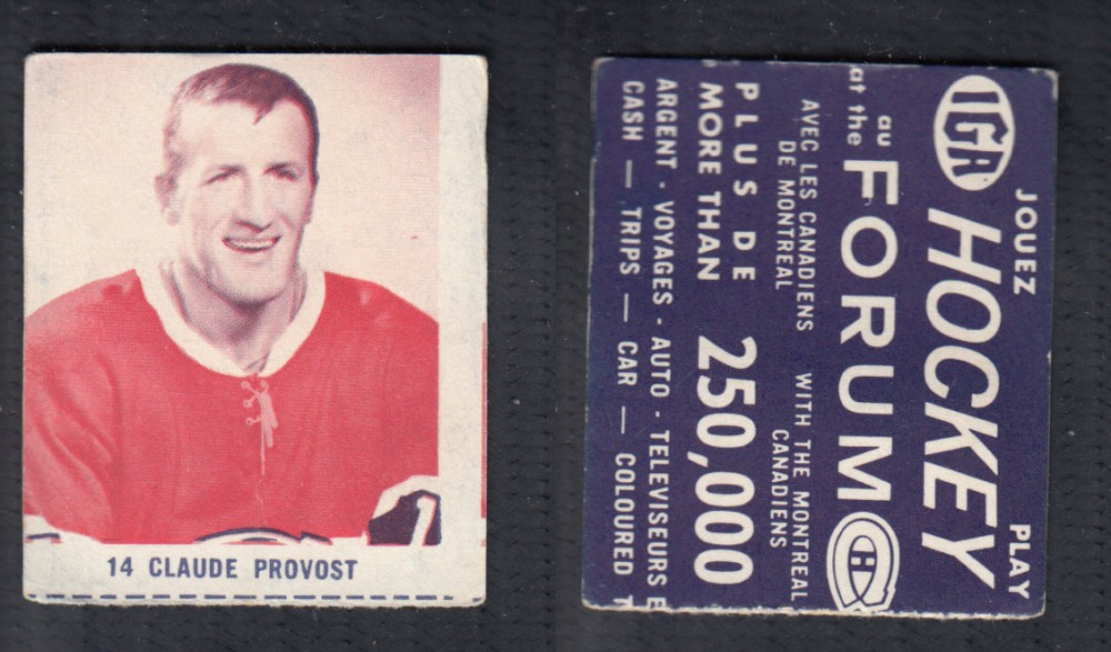 1967-68 IGA MONTREAL CANADIENS HOCKEY CARD #14 C. PROVOST photo 1967-68 IGA MONTREAL CANADIENS HOCKEY CARD #14 C. PROVOST photo