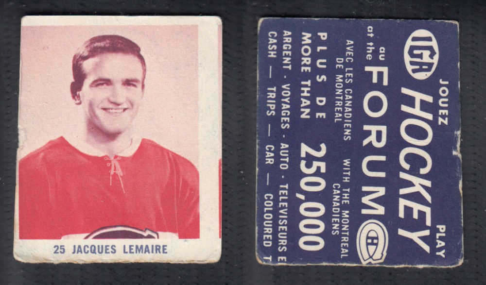 1967-68 IGA MONTREAL CANADIENS HOCKEY CARD #25 J. LEMAIRE photo 1967-68 IGA MONTREAL CANADIENS HOCKEY CARD #25 J. LEMAIRE photo